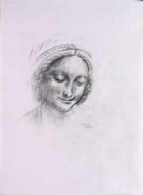 Hana Grosova: 'Madona', 2005 Pencil Drawing, Portrait.  Portrait according to Leonardo. ...