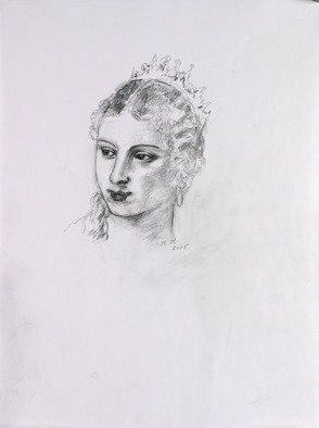 Hana Grosova: 'Portrait of young lady', 2005 Pencil Drawing, Portrait.  Portrait according to Titian / Tiziano Vecellio/ . ...