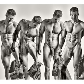 Hans Fahrmeyer: 'Collage 010', 2015 Silver Gelatin Photograph, nudes. Artist Description:  men, nude, penis, collageerotic. Male, Guy white guy ...