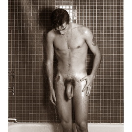 Hans Fahrmeyer: 'the male nude 19', 2017 Black and White Photograph, nudes. Artist Description: male, nude, shower...