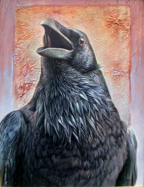 Artist Hans Droog. 'Raven' Artwork Image, Created in 2011, Original Painting Oil. #art #artist