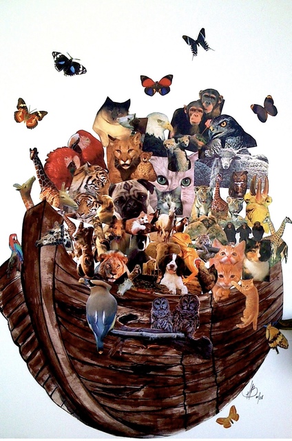 Hatice Brenton  'Noahs Crew Aboard', created in 2008, Original Watercolor.