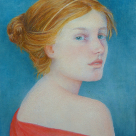 Heather Hyatt: 'red queen', 2021 Oil Painting, Portrait. Artist Description: stylized Red Queen...