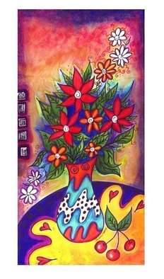 Christine Wasankari: 'Exuberant', 2007 Giclee, Floral.    This print is a reproduction from   a continuation of a fun and funky scene of whimsical 