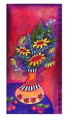 Christine Wasankari: 'Luxuriant', 2007 Giclee, Floral.    This print is a reproduction from   a continuation of a fun and funky scene of whimsical 