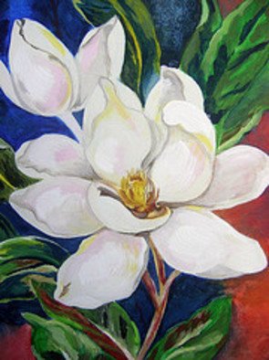 Helen Hachmeister: 'magnolia', 2009 Acrylic Painting, Floral.  magnolia flower     ...