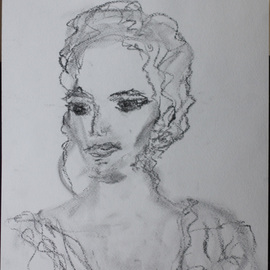 Elena Zhogina: 'Charming', 2012 Charcoal Drawing, People. Artist Description:   woman   ...