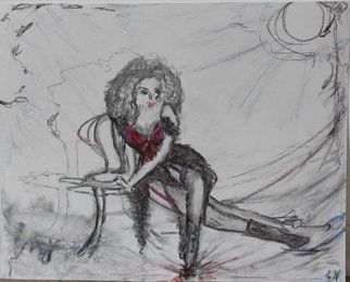 Elena Zhogina: 'Dancer', 2012 Mixed Media, People.       charcoal, oil pastel, pencil. Inspired by movie @ Nine@...