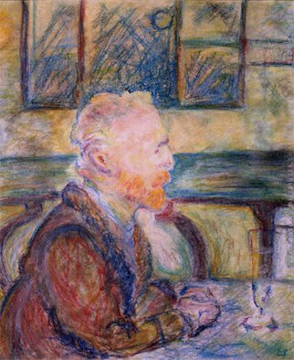 Elena Zhogina: 'Van Gogh, copy, by Toulouse Lautrec', 2010 Pastel, People. This portrait of Vincent Van Gogh was drawn by Henri Raymon de Toulouse Lautrec in 1887. The were friends and history says Toulouse Lautrec had deep respect for Van Gogh. I think this explains vivid and warm color of the drawing. The original is in State Museum, Amsterdam. I did ...