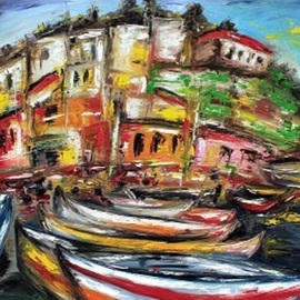 Helen Bellart: 'Sicily', 2012 Oil Painting, Abstract Landscape. Artist Description:  island, italy, Sicily, nature, landscape, city, sommer, hot ...