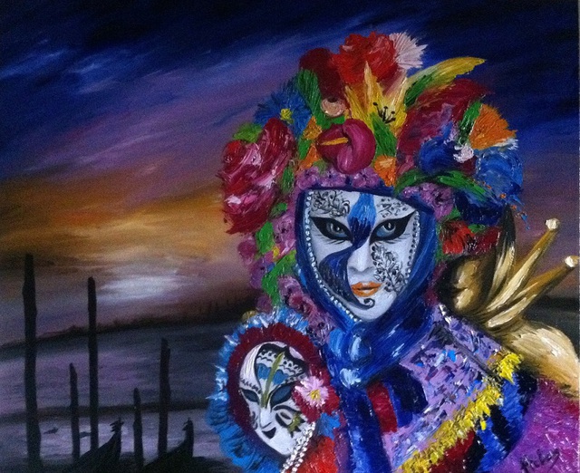 Artist Helen Bellart. 'Carnival In Venice' Artwork Image, Created in 2013, Original Painting Oil. #art #artist