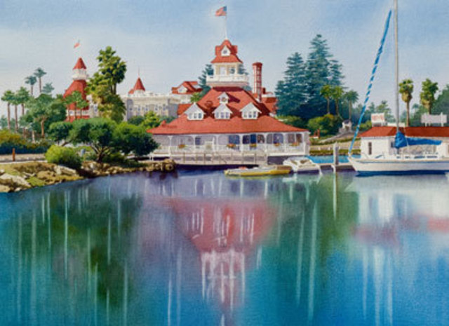 Mary Helmreich  'Coronado Boathouse Reflected By Mary Helmreich', created in 2010, Original Printmaking Giclee.