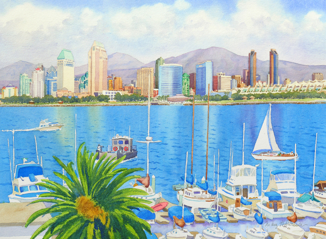 Artist Mary Helmreich. 'San Diego Fantasy By Mary Helmreich' Artwork Image, Created in 2013, Original Printmaking Giclee. #art #artist