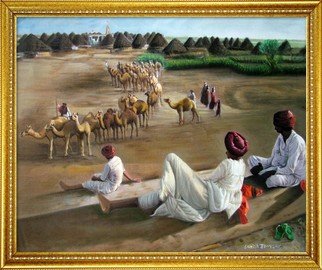 Hemant Bhavsar: 'Traditional Village painting', 2008 Oil Painting, Portrait.  Canvas oil painting ...