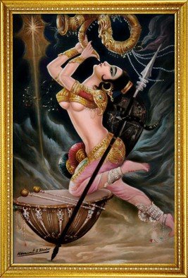 Hemant Bhavsar: 'dancing lady', 2008 Oil Painting, Portrait.  Canvas oil portrait painting. ...