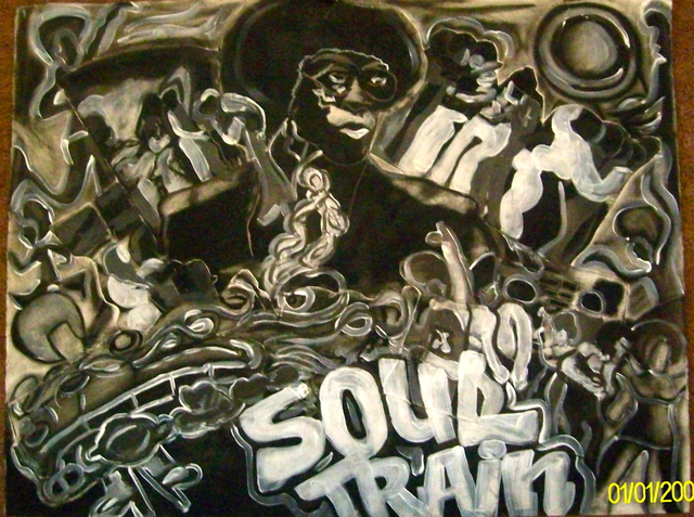 Henry Funches  'Soul Train Ft Don Cornelius ', created in 2012, Original Mixed Media.