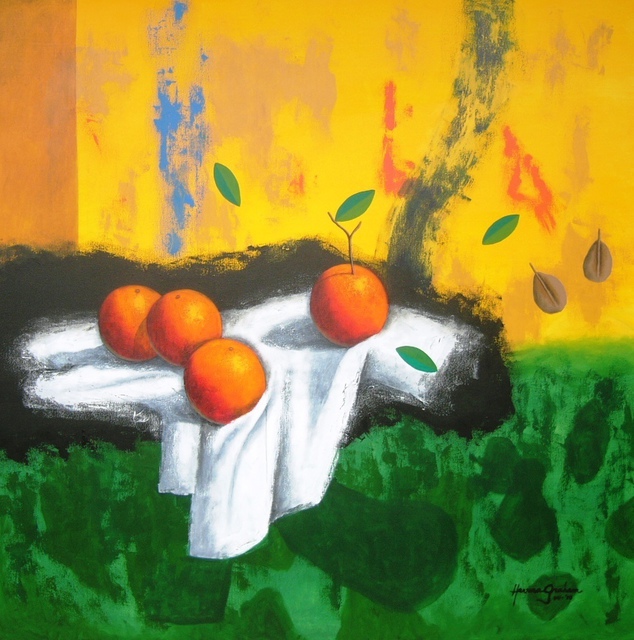 Osvaldo Herrera Graham  'Naranjas Para Cezanne', created in 2010, Original Painting Acrylic.