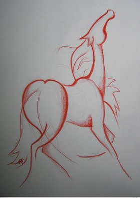 Reka Viktoria Nemet: 'Love Horse', 2008 Pencil Drawing, Equine.  Red horse with heart shaped bottomrecalls the symbol of love. ...