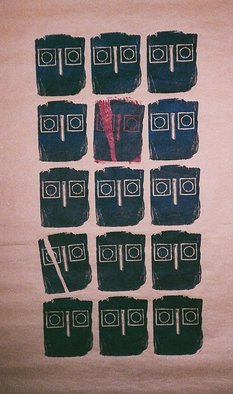 Khalid Hijazi: 'untiteld', 1993 Woodcut, Abstract. 