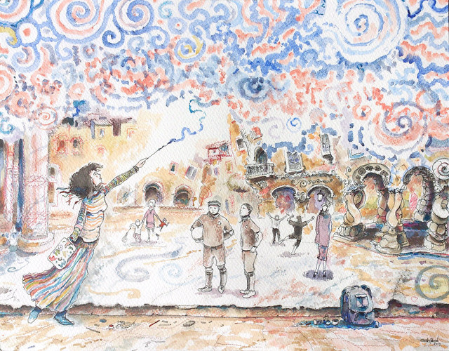 Carlos Pardo  'From The Mural', created in 2014, Original Drawing Pastel.