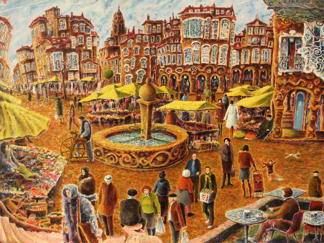 Carlos Pardo  'Market Place', created in 2016, Original Drawing Pastel.