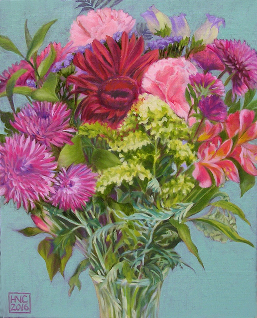 Artist H. N. Chrysanthemum. 'Flowers IV' Artwork Image, Created in 2016, Original Painting Oil. #art #artist