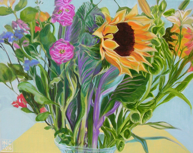 Artist H. N. Chrysanthemum. 'Flowers VI' Artwork Image, Created in 2016, Original Painting Oil. #art #artist