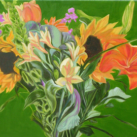 H. N. Chrysanthemum: 'Flowers VII', 2016 Oil Painting, Floral. Artist Description:  Floral Oil Painting ...