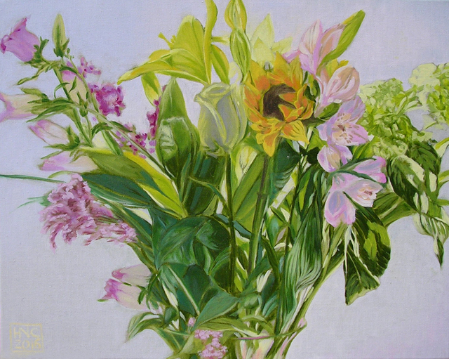 Artist H. N. Chrysanthemum. 'Flowers VIII' Artwork Image, Created in 2016, Original Painting Oil. #art #artist