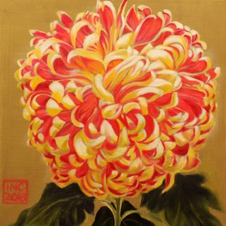 H. N. Chrysanthemum: 'Snowball mum', 2018 Oil Painting, Floral. original oil painting, chrysanthemum, mum, yellow, snowball, flower, floral...
