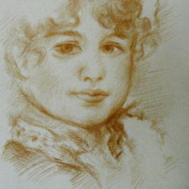 Waldemar A. S. Buczynski: 'After Pierre Auguste Renoir', 2011 Other Drawing, Beauty. Artist Description: After Pierre- Auguste Renoir. A copy/ study in Golden Brown Derwent pencil. ...