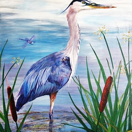 Lisa Hoffmann: 'Great Blue', 2011 Acrylic Painting, Animals. Artist Description:  Great Blue Heron from Fountain Creek Regional Park, Colorado. ...