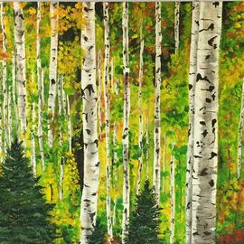 Lisa Hoffmann: 'quaking autumn', 2017 Acrylic Painting, Trees. 