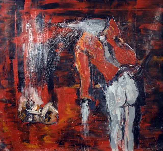 Artist Maciej Hoffman. 'Red Suite' Artwork Image, Created in 2009, Original Painting Oil. #art #artist