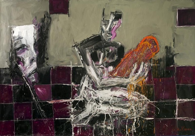 Artist Maciej Hoffman. 'Two Women' Artwork Image, Created in 2008, Original Painting Oil. #art #artist