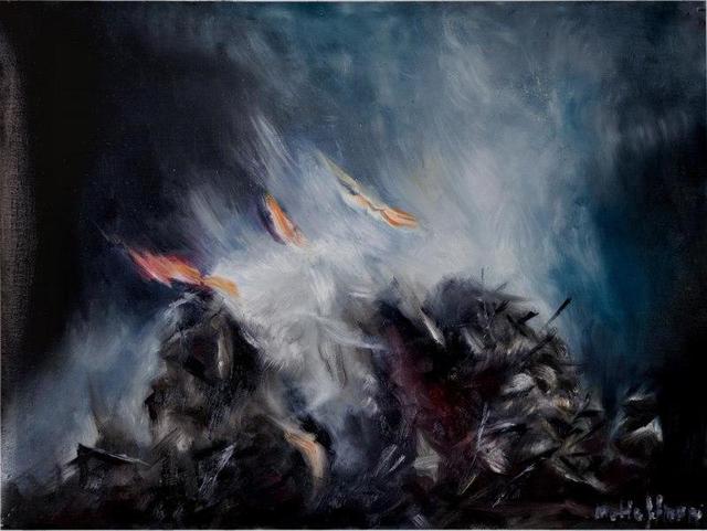 Artist Maciej Hoffman. 'Leaves, Burned' Artwork Image, Created in 2012, Original Painting Oil. #art #artist