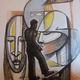 Hampton Olfus: 'cautious moves', 2023 Other Drawing, Abstract Figurative. Artist Description: This artwork is a complex visual abstract about entering or considering entering a relationship. I used a mix of dry drawing materials  and the visual elements to convey a feeling  of mystery. ...