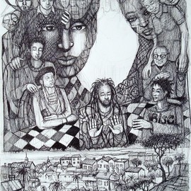 Hampton Olfus: 'generations', 2019 Pen Drawing, Family. Artist Description: Generations describes visually the link between contemporary families and their link to our shared ancestral heritage. ...