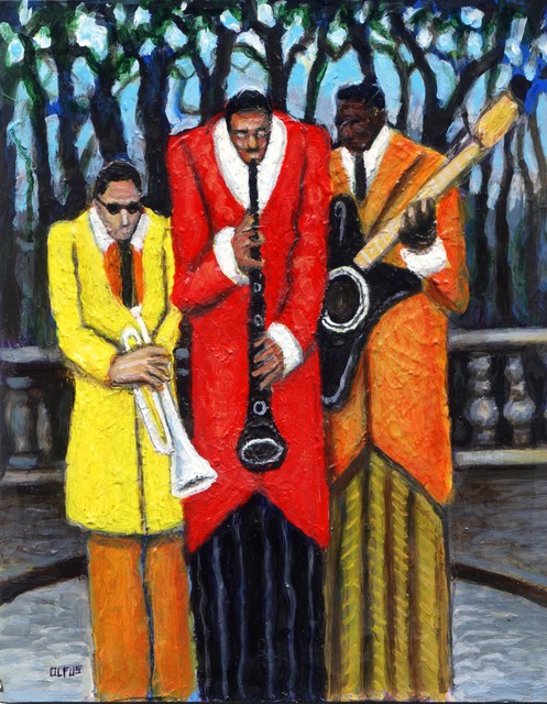 Hampton  Olfus   'Jazz In The Park', created in 2004, Original Giclee Reproduction.