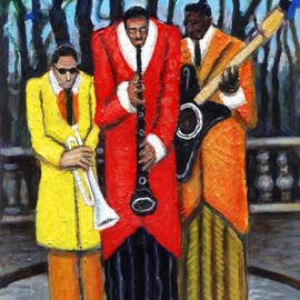 Hampton Olfus: 'jazz in the park', 2004 Pen Drawing, Music. Artist Description: This piece is part of the ongoing series on music. It was created with acrylic paint on canvas. ...