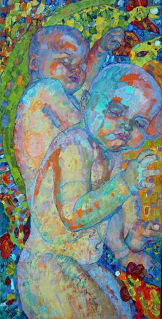 Artist Inna Kulagina. 'Twins Are Asleep' Artwork Image, Created in 2005, Original Painting Oil. #art #artist