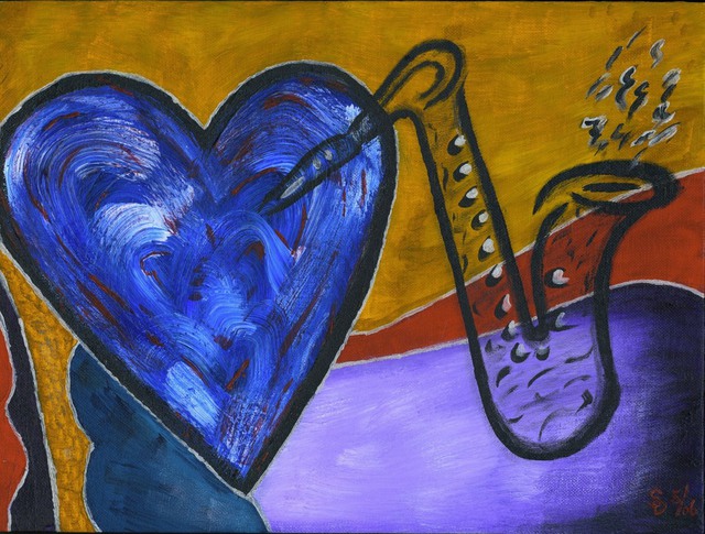 Artist Sharon Dickerson. 'LoveNSax' Artwork Image, Created in 2006, Original Painting Acrylic. #art #artist