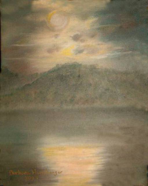 Artist Barbara Honsberger. 'Misty Moonlight' Artwork Image, Created in 2009, Original Painting Oil. #art #artist