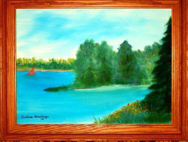 Artist Barbara Honsberger. 'Mountain Lake' Artwork Image, Created in 2008, Original Painting Oil. #art #artist