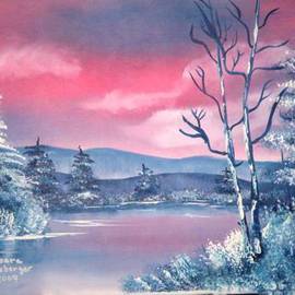 Barbara Honsberger: 'Winter Sunset', 2010 Oil Painting, Landscape. 