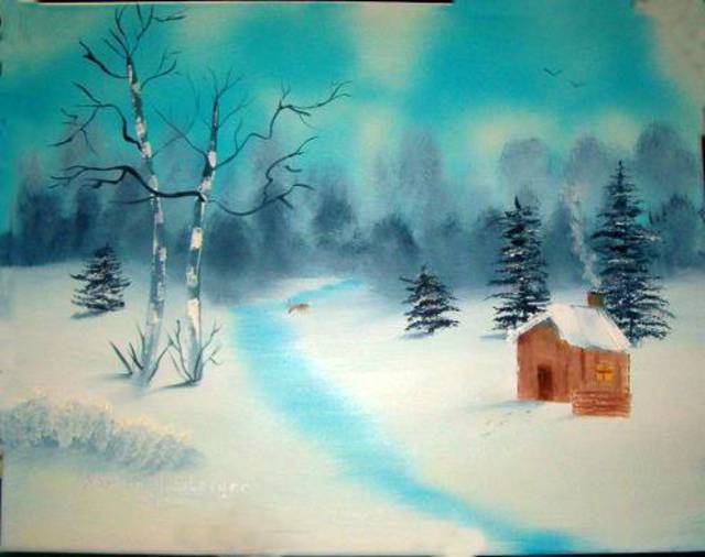 Artist Barbara Honsberger. 'Winter Scene' Artwork Image, Created in 2010, Original Painting Oil. #art #artist
