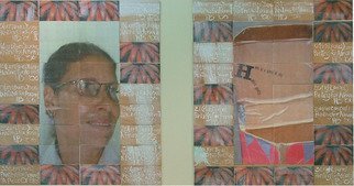 Hope Brooks: 'A PIECE OF SKY tribute to Adrian Part II', 2006 Mixed Media, Life.   A personal narrative about a close friend who suffered brain damage in an automobile accident.  The piece is a diptych comprising 72 panels ( 36 each section) with transfer prints, writing and paint on board.   ...