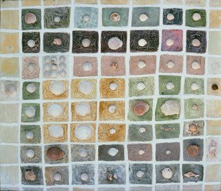 Hope Brooks: 'Earth Collection V', 1976 Collage, Abstract.  The Earth Collection Series is about life and death, life that comes from the earth and goes back to it.  This painting is subtitled Shells and Stones and is a collection of land shells, sea shells and stones laid out in a collectors box.  ...