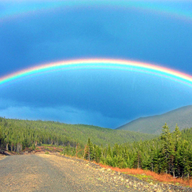 Harvey Horowitz: 'Gaspe Double Rainbow', 2006 Color Photograph, Landscape. Artist Description:  Approaching Gite Mt Albert ...