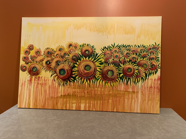 Artist Helen Rodrigues. 'Sunflowers' Artwork Image, Created in 2021, Original Painting Acrylic. #art #artist